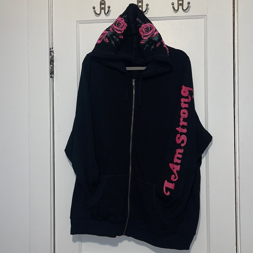 Torrid Black Floral Zip-Up Hoodie